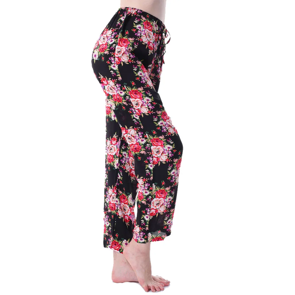 Высококачественная Черная Женская пижама для ванной брюки хлопок удобные Цветочные Длинные брюки Ночная рубашка Мода M XL доступны LP