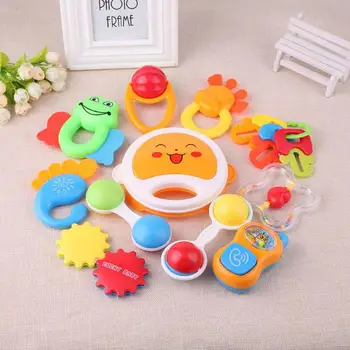 

11 style Baby Early Educational Rattles toy Intelligence Grasping Gums Plastic Hand Bell Cute Rattle Music Sound Appease Toy