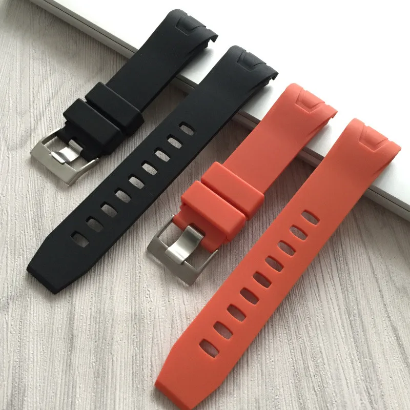 

20mm 22mm Rubber Watchband Curved end Watch Band Replacement Watch Strap for Omega Seamaster Planet Ocean - Orange balck