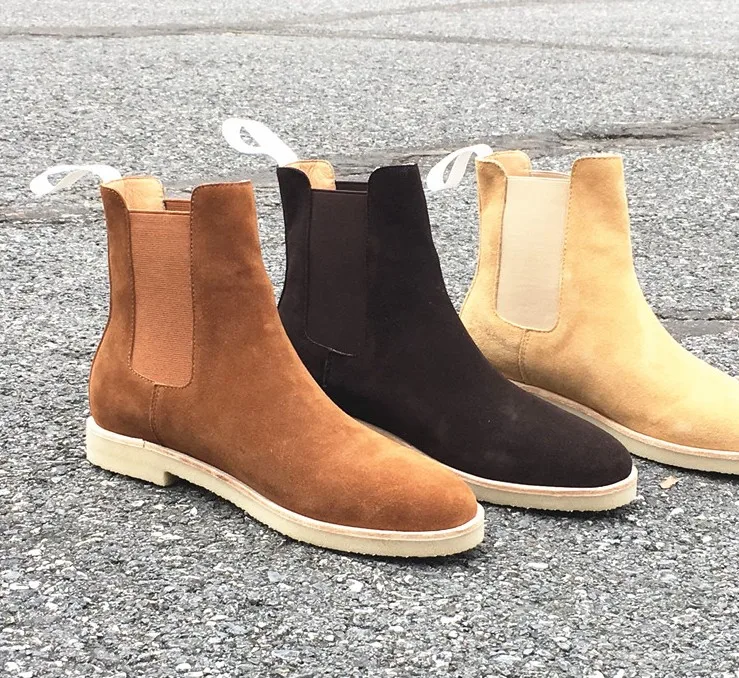 

common P style chelsea boots kanye west boots genuine suede leather fishion style euro and America mid heel GD