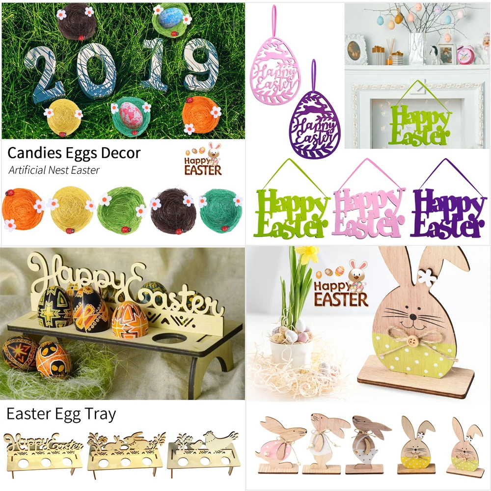 

LASPERAL Easter Eggs Wooden Rabbit Shape DIY Easter Decorations New Craft Gifts Rabbit Decorations Home Event & Party Supplies