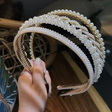 Flatfoosie модный роскошный большой обруч жемчужный для женщин Элегантный головной убор дикая Индивидуальность Мода ободок тюрбан девушки волос Головной убор