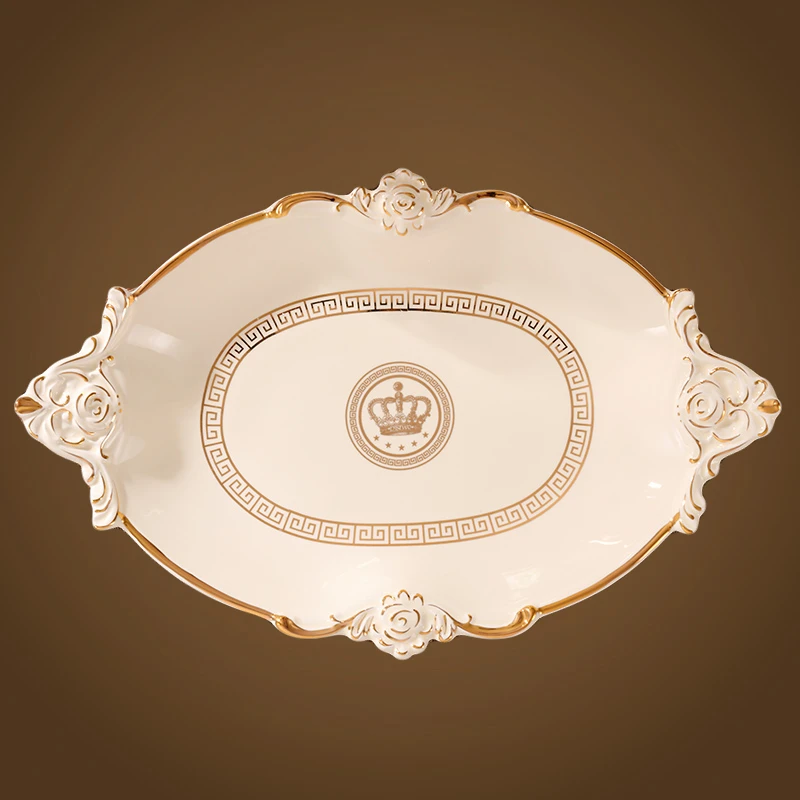 كبير الفاخرة السيراميك الفاكهة لوحة غرفة المعيشة الإبداعية الأوروبية طبق فاكهة المنزل الراقية طاولة القهوة الديكور lo831255