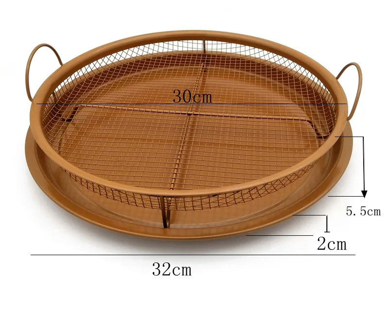Жаровня с медным поддоном, воздушная фритюрница для духовки, прочная сетчатая корзина с усиленным керамическим покрытием, приготовление без масла