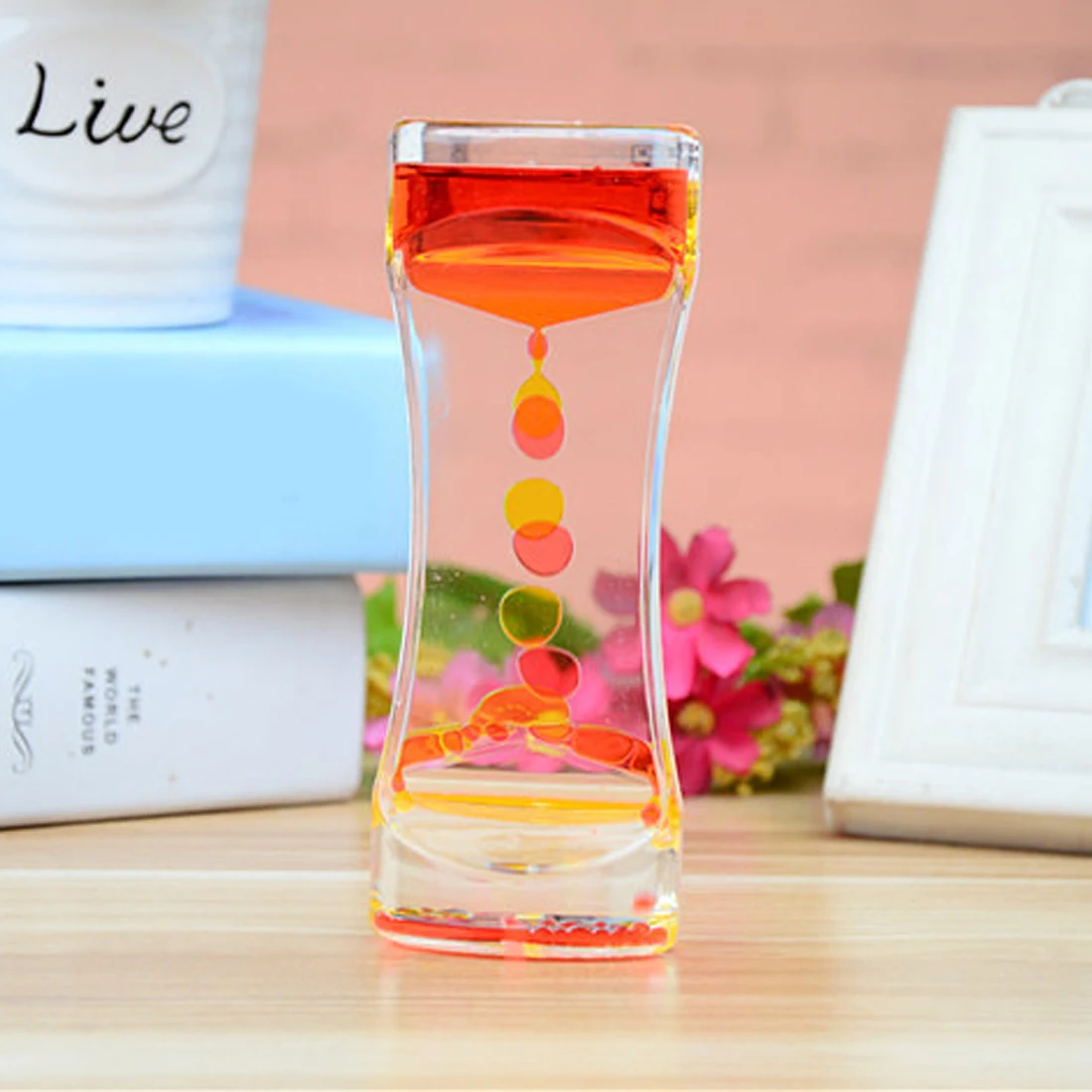 Creative Double Color Floating Liquid Oil Acrylic Hourglass Liquid Visual Movement Hourglass