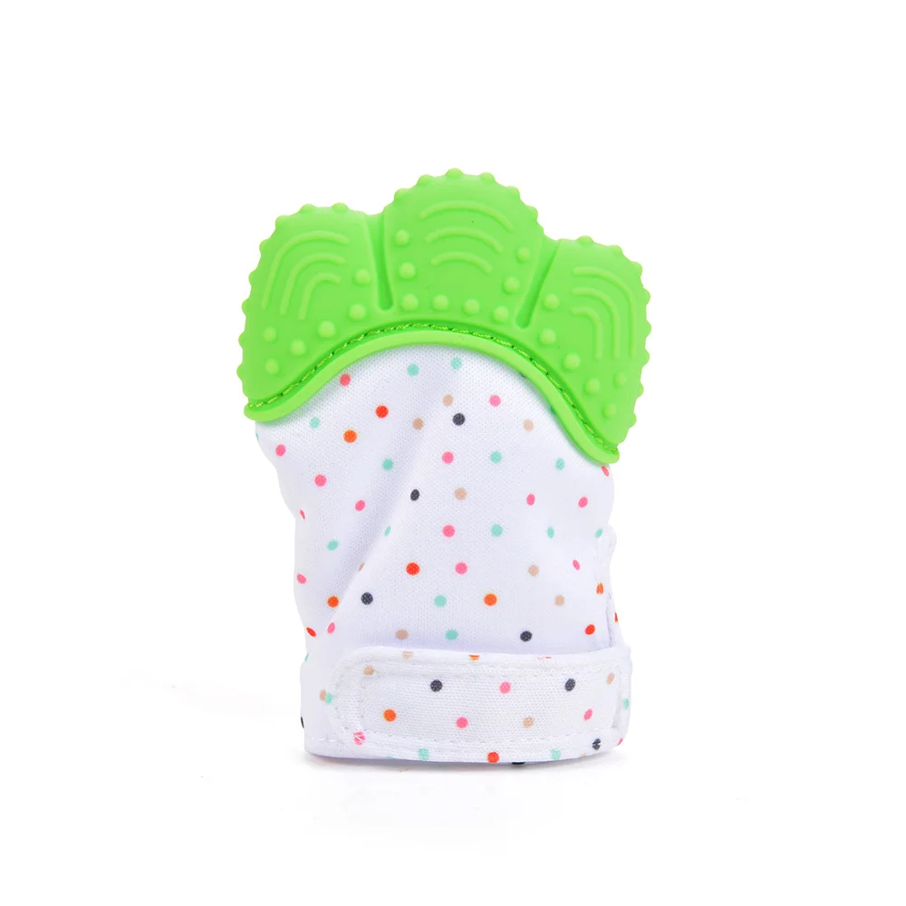 Силиконовые ювелирные изделия Упаковка перчатка для режущихся зубов Прорезыватель перчатка панда животных обертка звук Прорезыватель для малышей детские подарки - Цвет: green