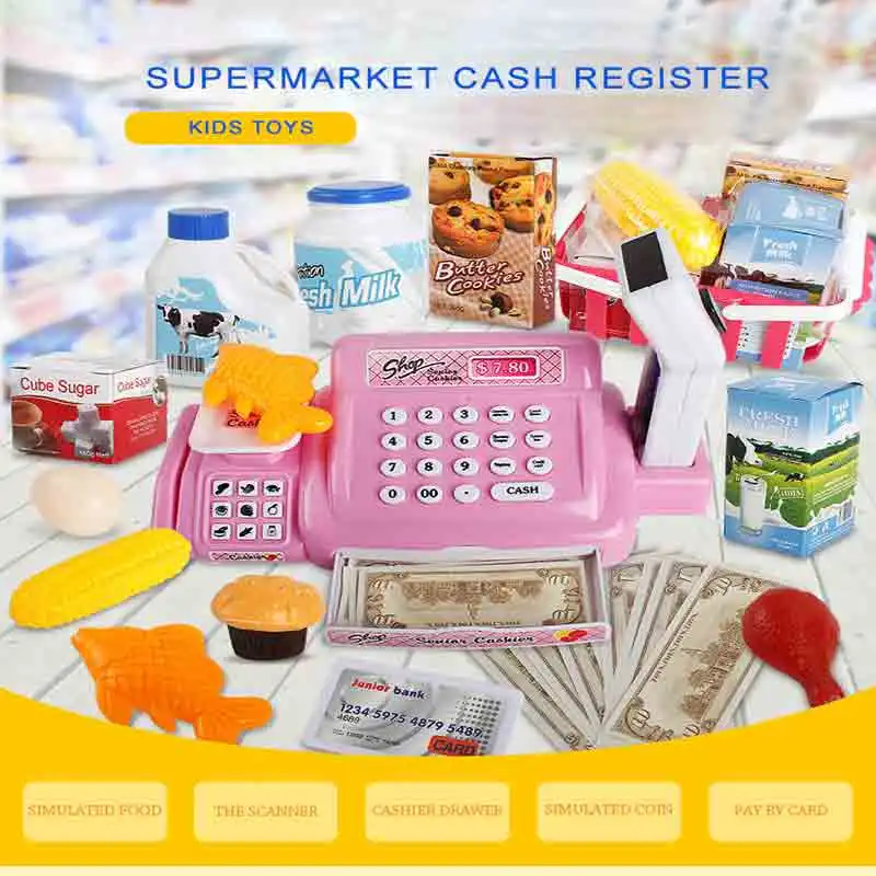 

Children's Simulation Supermarket Cash Register Toy House Can Scan Boys And Girls Multi-function Checkout Counter Education Toys