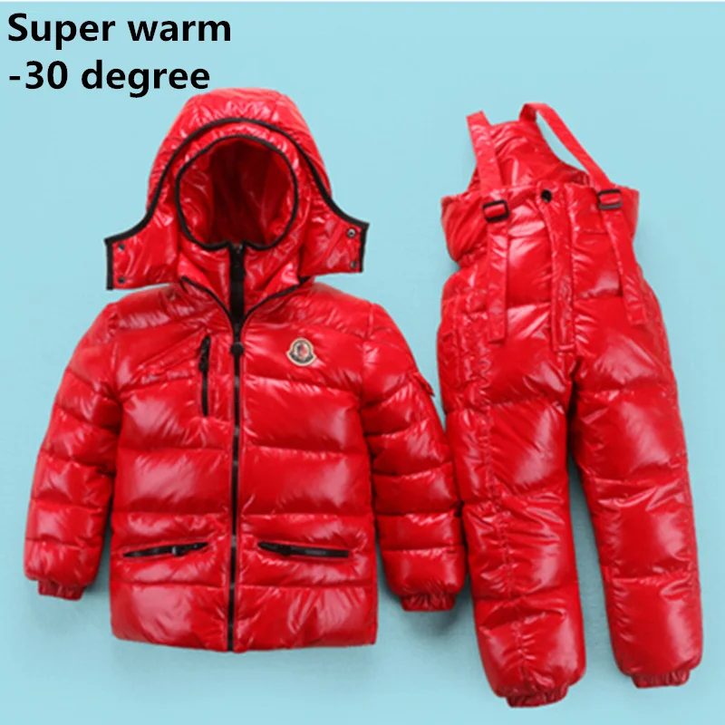 

WENDYWU 2017 Russia Winter children clothing sets Girl Ski suit set sport boys Jumpsuit snow Jackets/coats+ bib pants 2pcs set