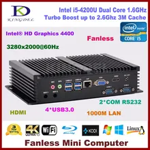 4G ram+ 128G SSD Intel Core i5 4200U, HDMI, Gigabit LAN 2 COM RS232, WiFi, микро ПК Мини компьютер