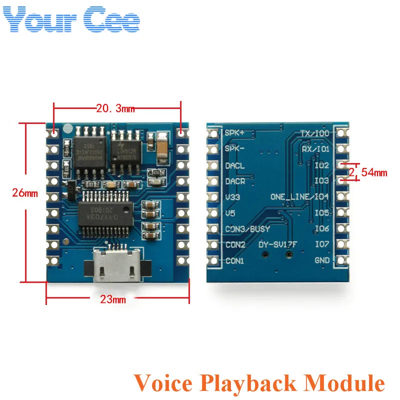 

MP3 Player Module Voice Module 4MB Voice Playback IO Trigger Serial Port Control USB Download FLash DY-SV17F