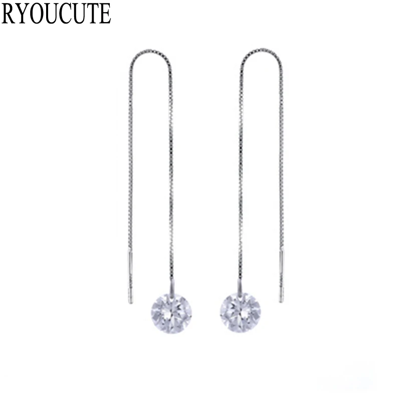

Fashion 925 Sterling Silver Long Zircon Earrings for Women sterling-silver-jewelry Brincos Pendientes Wedding Jewelry