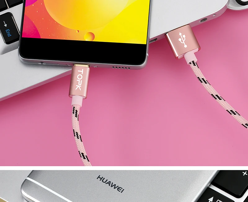 USB C кабель TOPK 5 шт. в упаковке ультра прочный и Дата-кабель usb type C кабель для OnePlus 2 3 Nexus 5X/6P xiaomi mi5 huawei P9 Lumia 950