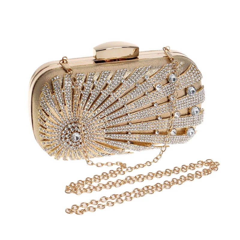 

Elegant Ladies Evening Clutch Bag with Chain Diamond Crystal Shoulder Bag Women's Handbags Purse Wallets for Wedding