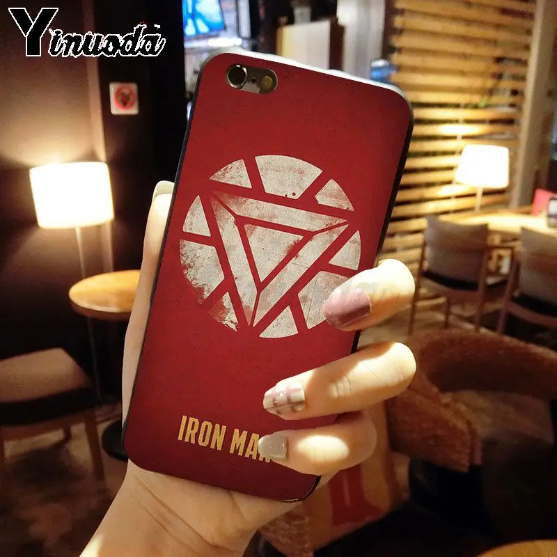 Yinuoda Marvel Superhero DIY Окрашенные черные силиконовые аксессуары для телефонов Чехол