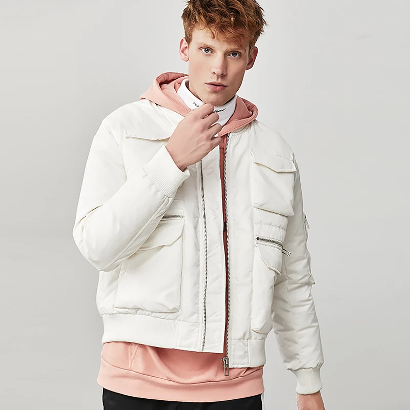 

Mens Short 90% Duck Down Jackets Man Thick Winter Bomber Down Coats Male White Quality Overcoats Keep Warm Outerwear JK-1103