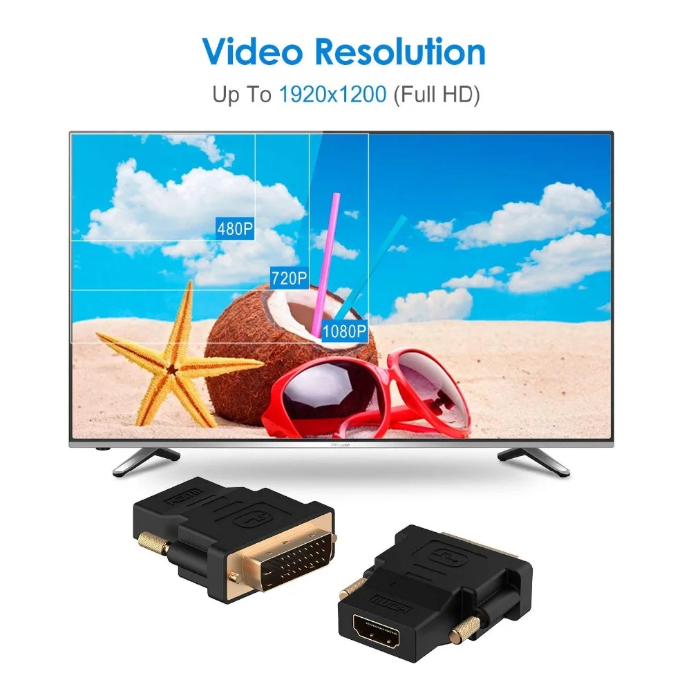 JZYuan DVI إلى HDMI محول محول الذهب مطلي الذكور DVI 24 + 1 دبوس إلى الإناث HDMI تحويل 1080 وعاء ل PC PS3 العارض HDTV