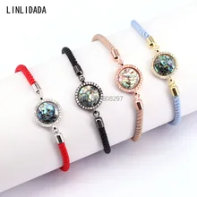 8 шт. Модные украшения Micro Pave CZ ушка В виде ракушки круглый разъем хлопчатобумажной веревки регулируемый браслет