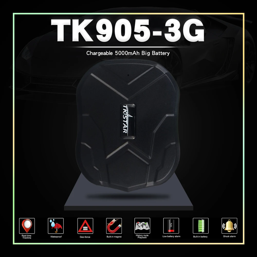GPS-трекер TKSTAR TK905 3G водонепроницаемый 5000 мАч 90 дней в режиме ожидания | Автомобили