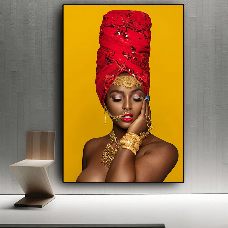 

Canvas Painting Home Decor Picture 1 Pieces African Woman Sexy Lips Nude Printed Modular Poster For Living Room Wall Art Framed