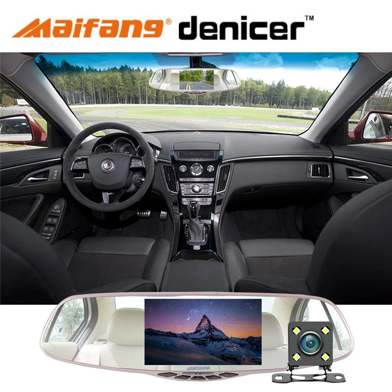 5 "Двойная камера зеркало заднего вида FHD 1080P 30Fps 170 градусов Dash G сенсор