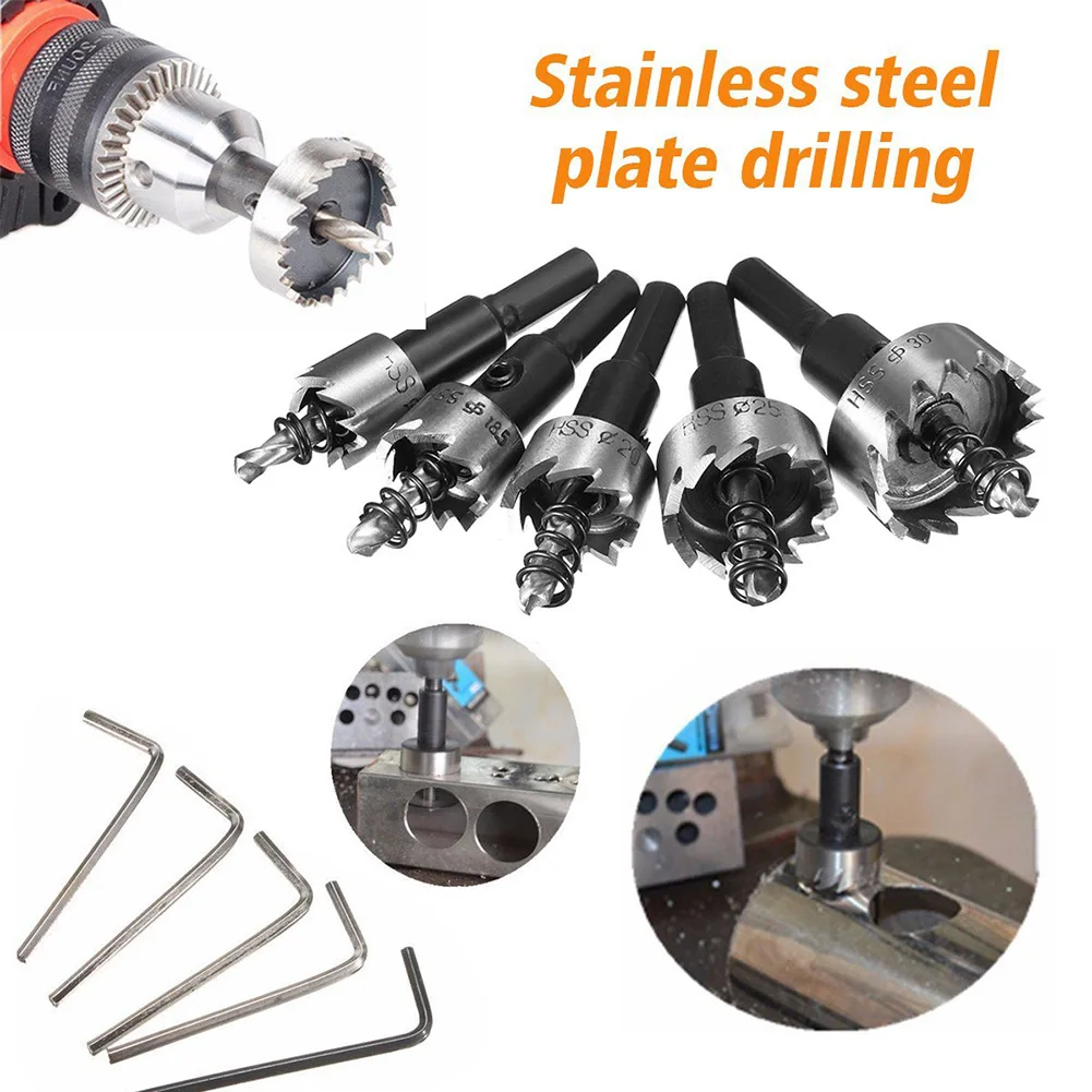 

5PCS Wood Hole Saws Carbide Tip HSS Drills Bit Hole Saw Set 16/18.5/20/25/30mm Stainless Steel Metalworking Cutter Metal Alloy