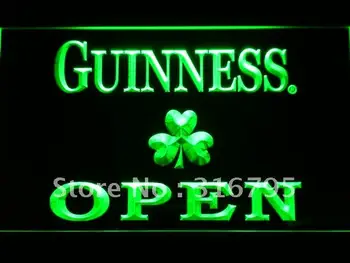 

046 Guinness Shamrock OPEN LED Neon Light Signs with On/Off Switch 20+ Colors 5 Sizes to choose