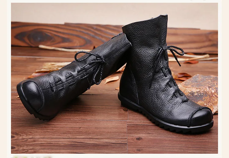 DONGNANFENG/Новинка; женская обувь для пожилых женщин; ботинки в стиле ретро на шнуровке из натуральной коровьей кожи; Повседневная обувь из свиной кожи; Размеры 35-42 ZN-1806