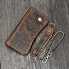 Luufan Men's Leather Long Wallet With 3D Embossing Key Chain Wallet With Iron Chain 100% Genuine Leather Wallet For Cards 1