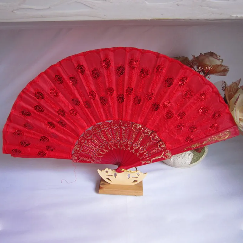 

Fabric Fan Embroidered Peacock Tail Hand Fan Festival Party Hanging Decor Favors