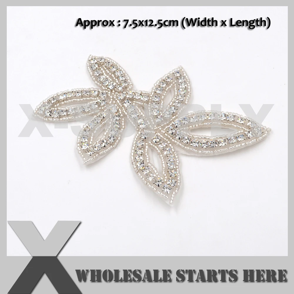 

Bridal Crystal Rhinestone Applique Patch Beaded Patch For Hat,Headband,Clothes,Bridal Wedding Dress Decorations