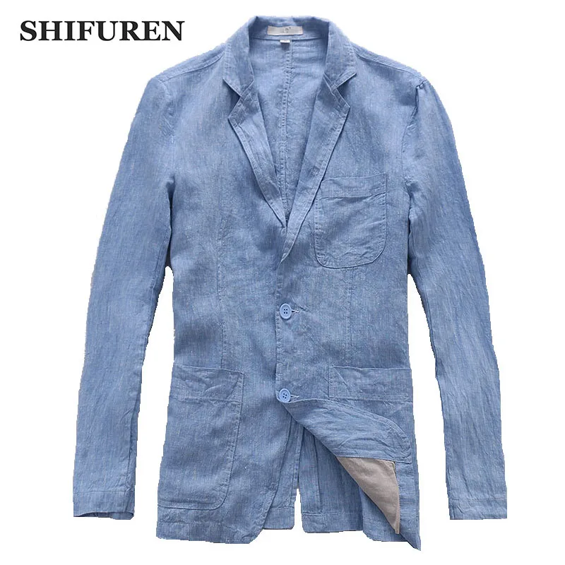 SHIFUREN New Spring Autumn Causal Men Linen Jacket Long Sleeve 100% Pure Linen Breathable Male Blazers Single Breasted Jaqueta SHIFUREN New Spring Autumn Causal Men Linen Jacket Long Sleeve 100% Pure Linen Breathable Male Blazers Single Breasted Jaqueta