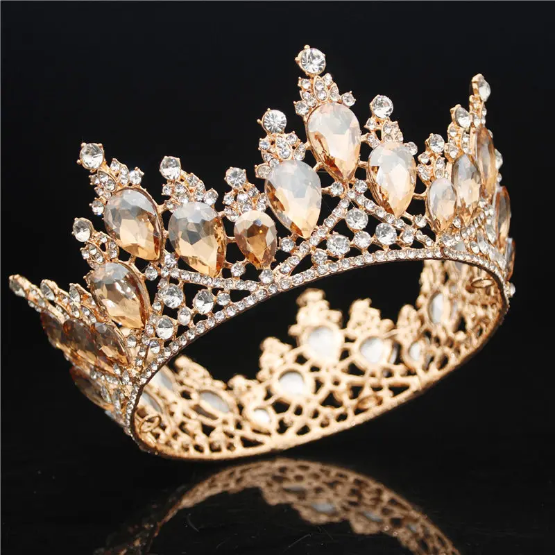 

Stunning Silver Crystal Full Circle Bridal Queen Crown Luxurious Wedding Pageant Tiara Crown For Bride Hair Jewelry Accessories