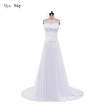 Vestido De Novia 2017 Custom Made White/Ivory Chiffon Applique Beading Lace Beach Wedding Dress Bridal Gowns