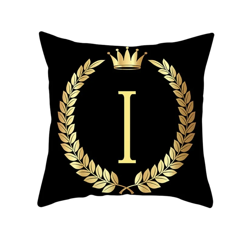 Персиковая бархатная наволочка с алфавитом черная позолоченная наволочка с принтом в виде короны, домашняя подушка для Украшения Дивана