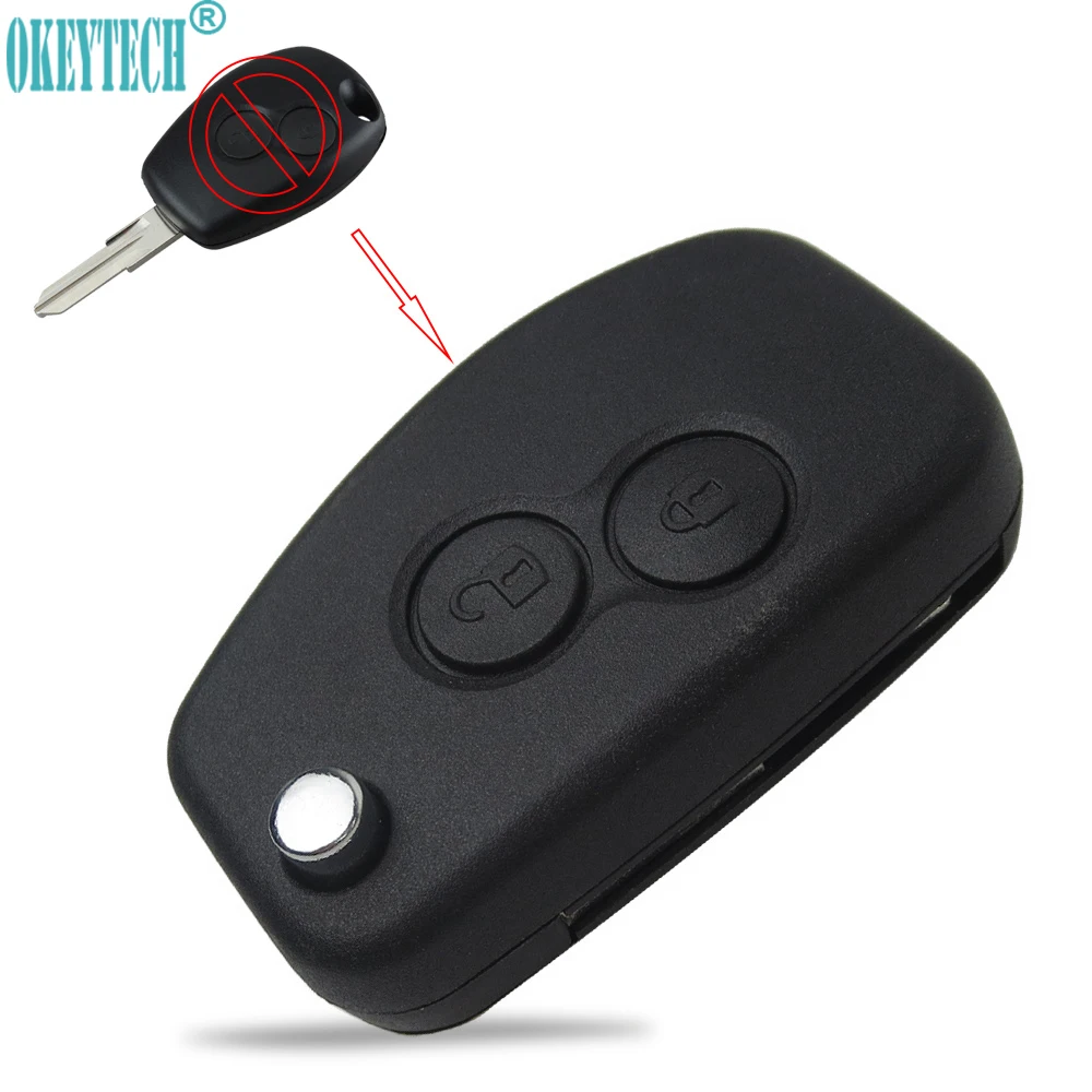OkeyTech New Styling Modified Replacement Shell Folding Flip Keyless Entry Remote Key Case 2 Buttons For Renault Megane Espace