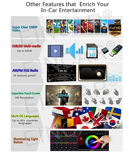 Top Android 6.0 2 Din HeadUnit Car Stereo GPS Navigation Touch Screen Mirroring Bluetooth Autoradio DVD CD Player FM/AM WIFI USB SD 4 Top Android 6.0 2 Din HeadUnit Car Stereo GPS Navigation Touch Screen Mirroring Bluetooth Autoradio DVD CD Player FM/AM WIFI USB SD 4