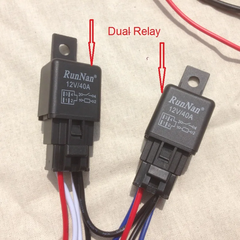 Для 4-Лампы для мотоциклов 12 В 260 Вт 2x40a двойной реле двойной предохранитель автомобиль Грузовик автомобилей проводки кабеля на/ от Мощность жгута реле для светодиодные бар