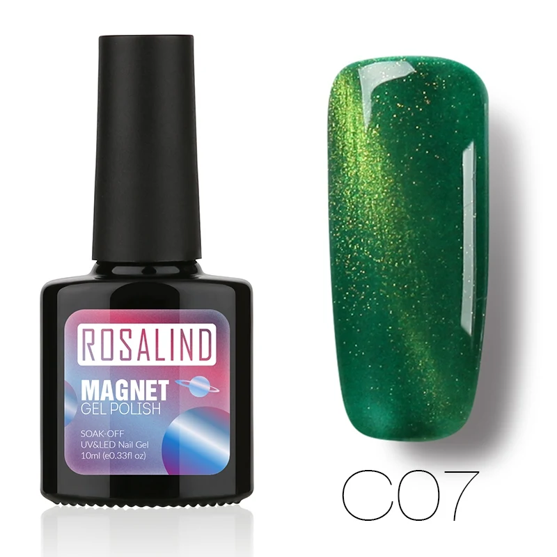 C07 ROSALIND P+ черная бутылка 10 мл кошачий глаз магнит C01-30 Гель-лак для ногтей Дизайн ногтей Гель-лак для ногтей УФ светодиодный долговечный Гель-лак - Цвет: C07