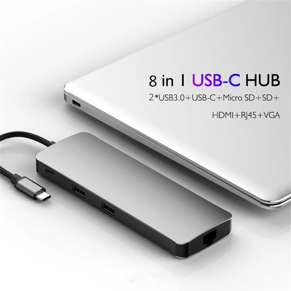 9 портов USB C концентратор тип C до 4K HDMI VGA USB RJ45 SD/TF кардридер Thunderbolt 3 PD адаптер Разъем для Apple iMac Mac Book