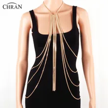 Chran Nueva Moda Sexy Bikini Beach Arnés del Vientre Cadena de la Cintura de Cuerpo Completo Vestido de Joyería Las Mujeres de La Borla Del Cuerpo Cadenas de Lencería C0294