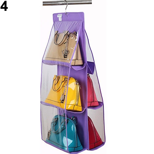 6 карманов висячая Сумочка Кошелек сумка аккуратный Органайзер для хранения вещей в шкафу вешалка для комнаты
