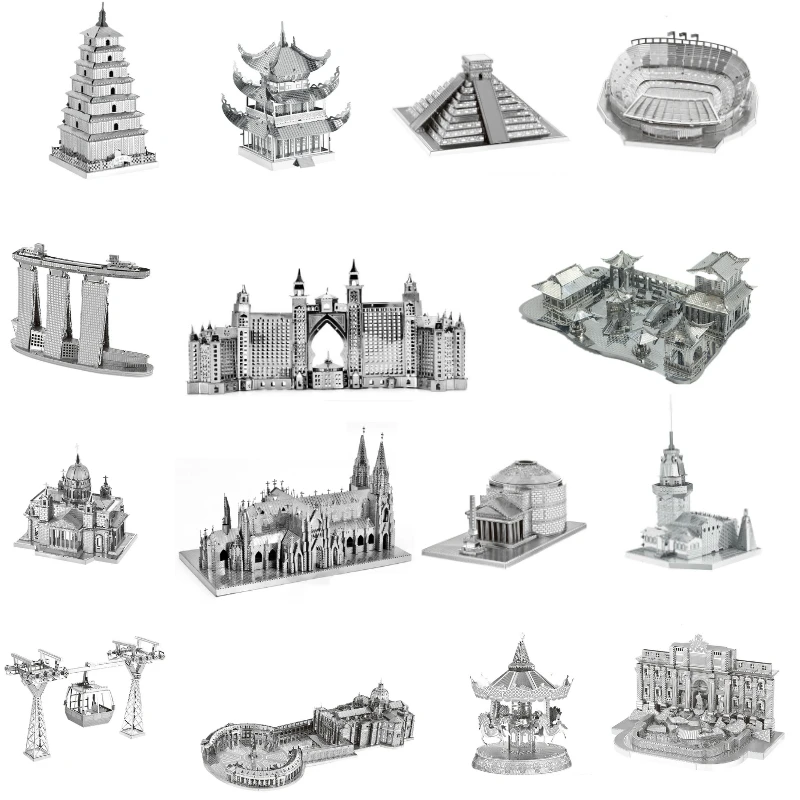 

Architecture 3D Metal Puzzles World Famous Building Cathedral Tower Garden Bridge Jigsaw Construction Handmade Manual Gift Toys