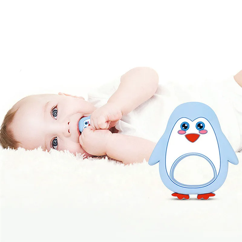 Пингвин, прорезыватель, Детские Силиконовые Прорезыватели, игрушка-пустышка, цепочка для прорезывания зубов, бусины BPA, Товары для малышей