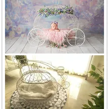 Реквизит для фотосъемки новорожденных, реквизит для студийной фотосъемки, маленькая кровать принцессы, белая элегантная железная художественная тыквенная тележка