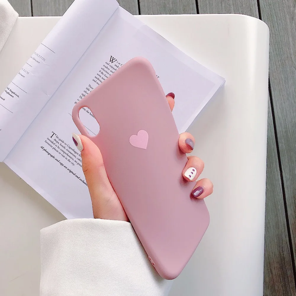 

Love Heart Phone Case for iPhone 6 7 8 Plus Candy Color Soft Silicone TPU Cover For iPhone X XR XS Max Couple Case For iPhone 6s