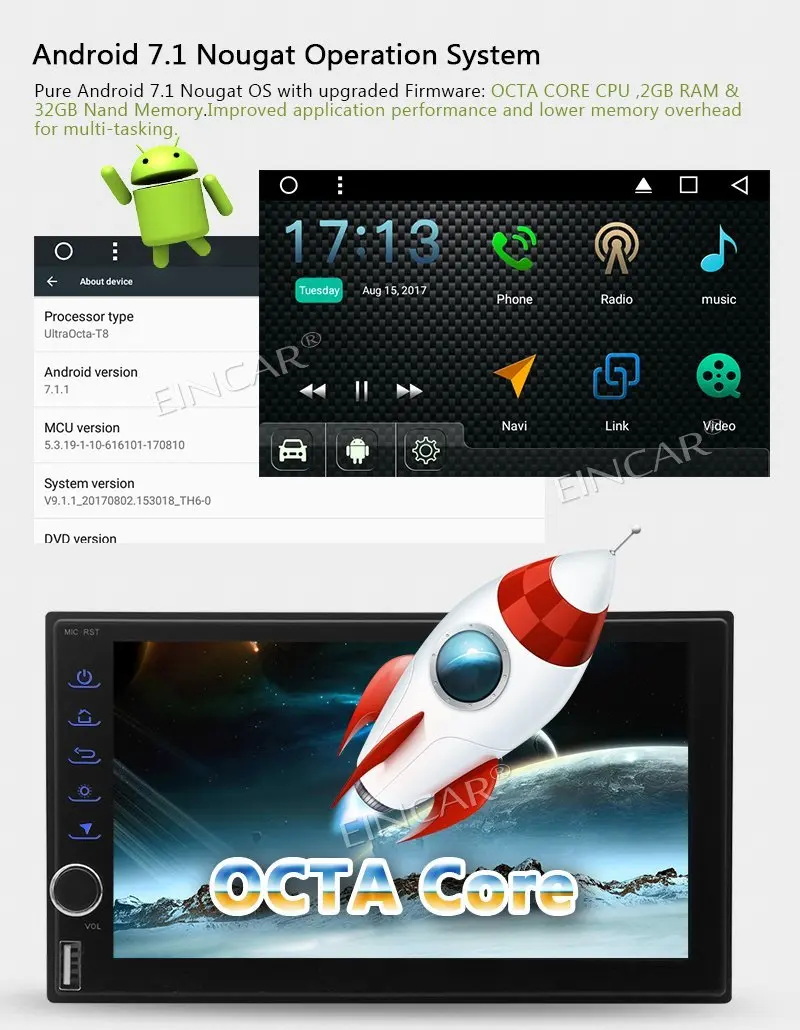 Android 7 1 2 Din автомобильный стерео gps навигация Qcta core Авторадио bluetooth Поддержка wifi