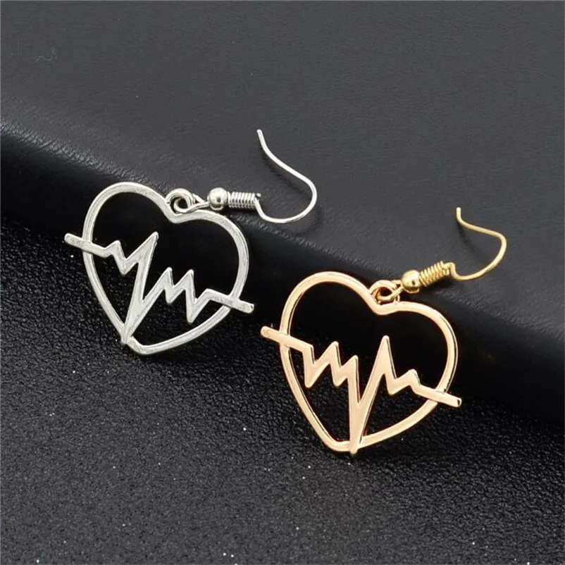 2018 Trendry Earrings for Women 's Heart shaped electrocardiogram Earrings Ear Studs Jewelry Ornament Jewelry Brincos J05#N (6)