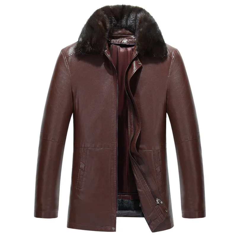 2018 Zvaqs Xt225 Black brown Amovible Col Veste Velours Vestes En Cuir Épais De Hiver 3xl Chaud Hommes Couro Jaqueta Fourrure Plus 0N8Ovwmn