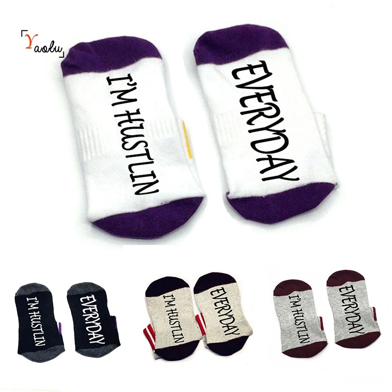 Повседневные носки I'm Hustlin, хлопковые носки унисекс, тапочки, носки до щиколотки, забавные цитаты