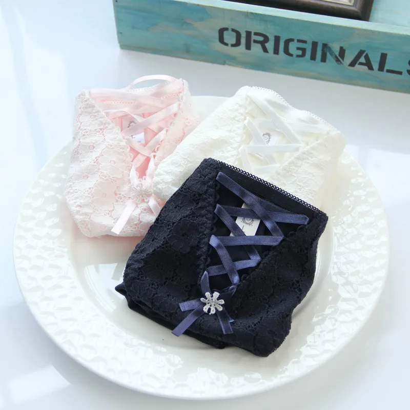 

Top Quality Kawaii and Lolita Style Cotton and Embroidery Sexy Rope strapped Women's Briefs Gilr Panties